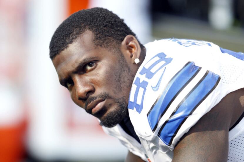 Dallas Cowboys wide receiver Dez Bryant (88) looks towards the scoreboard in a game against...