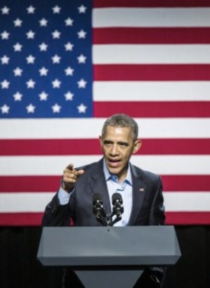  President Barack Obama speaks at Gilley's on Saturday. (Ashley Landis/Pool photo, The...