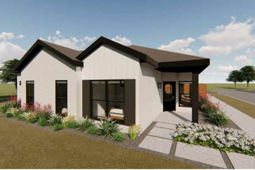 A rendering shows a home in the Builders of Hope Revitalize West Dallas project, a product...
