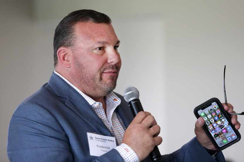 Frederick Frazier speaks during a Parent Empowerment Tour luncheon in McKinney on Apr. 21,...