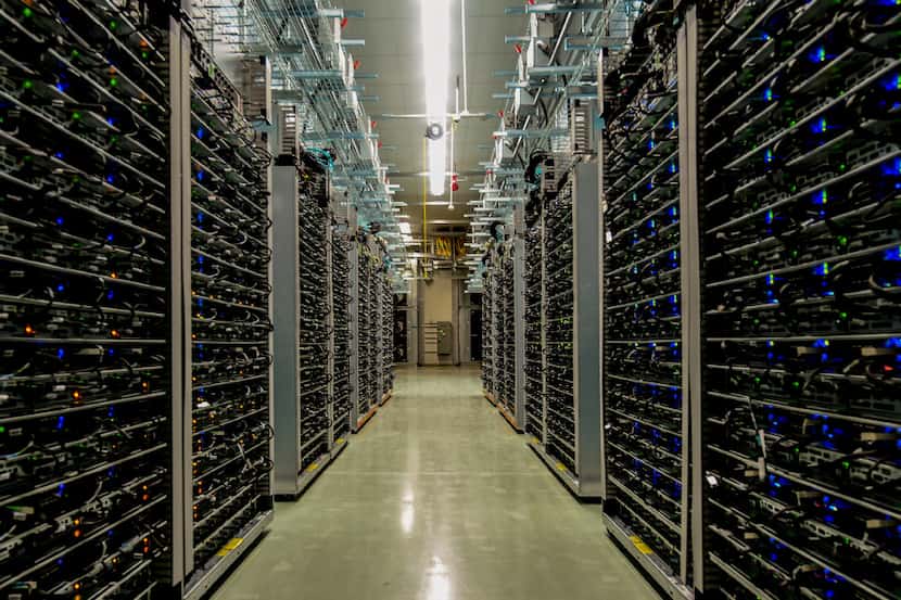 In a photo from Google, a Google data center in Oklahoma. For decades, dominance in the...