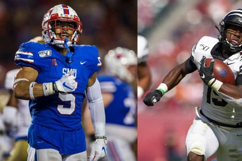 SMU running back  Xavier Jones (left) and Memphis running back Kenneth Gainwell (right)...