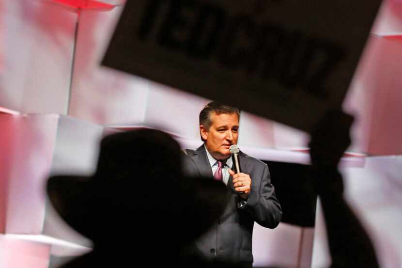 Senator Ted Cruz addresses the crowd while during his time on stage during the 2018 Texas...