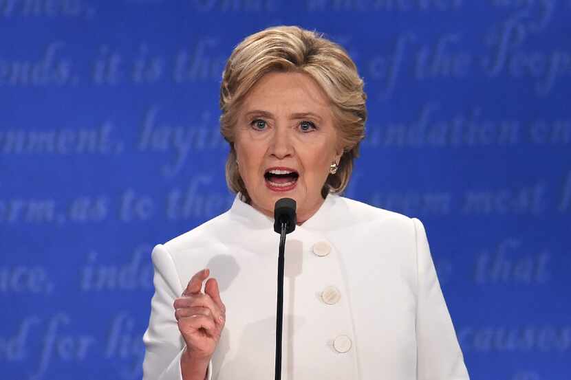 Democratic nominee Hillary Clinton speaks during the final presidential debate at the Thomas...