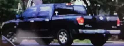 Police released this photo of a black pickup seen driving off after the shooting.