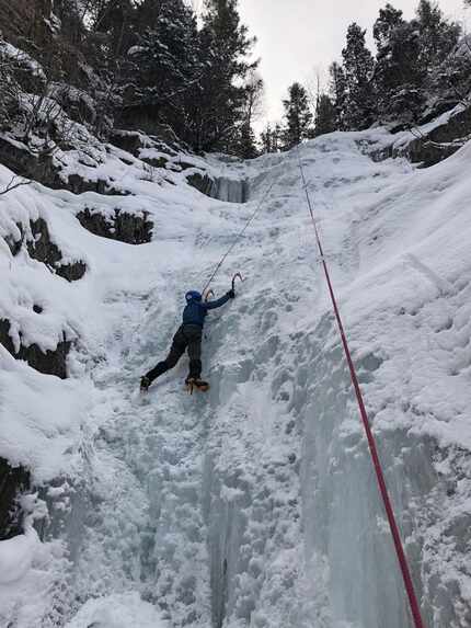 Among the activities for adventure-seekers in Telluride: climbing a frozen waterfall.