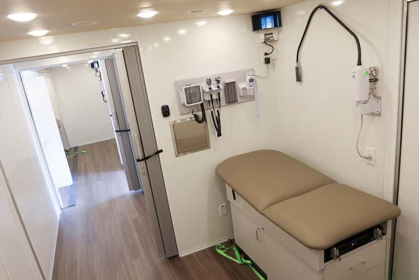 One of the two exam rooms inside the motor-home style bus that houses the women's wellness...