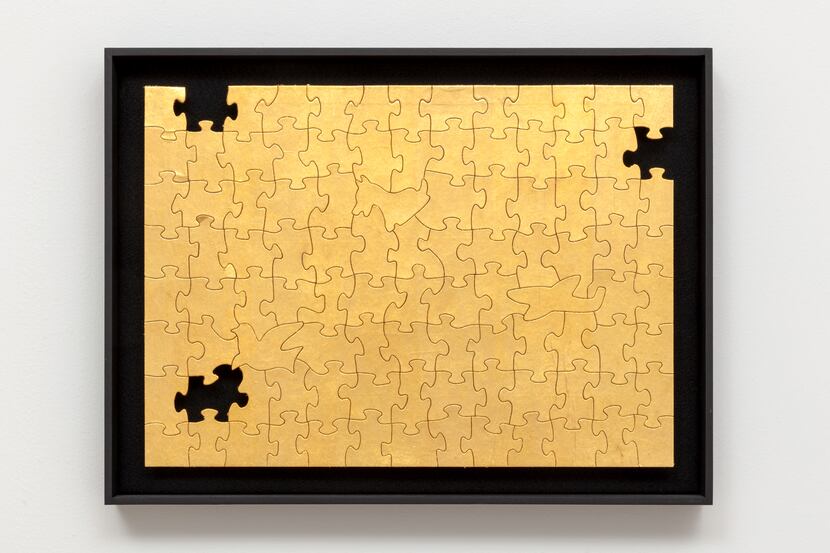 Gabriel Dawe, 'Missing No. 4,' 2019, 24-karat gold on puzzle in artist frame at the Gabriel...