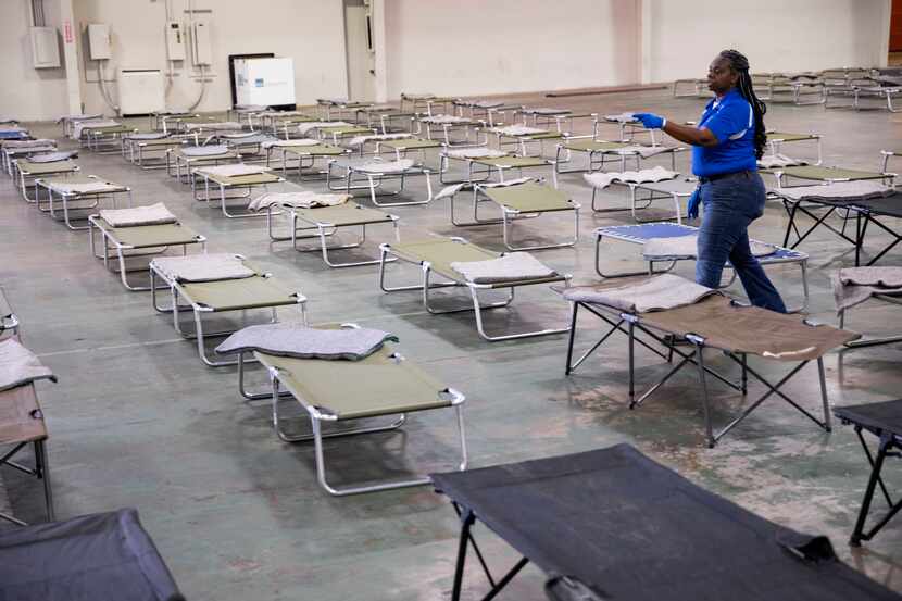 The city of Dallas' Office of Homeless Solutions set up an emergency weather shelter at Fair...
