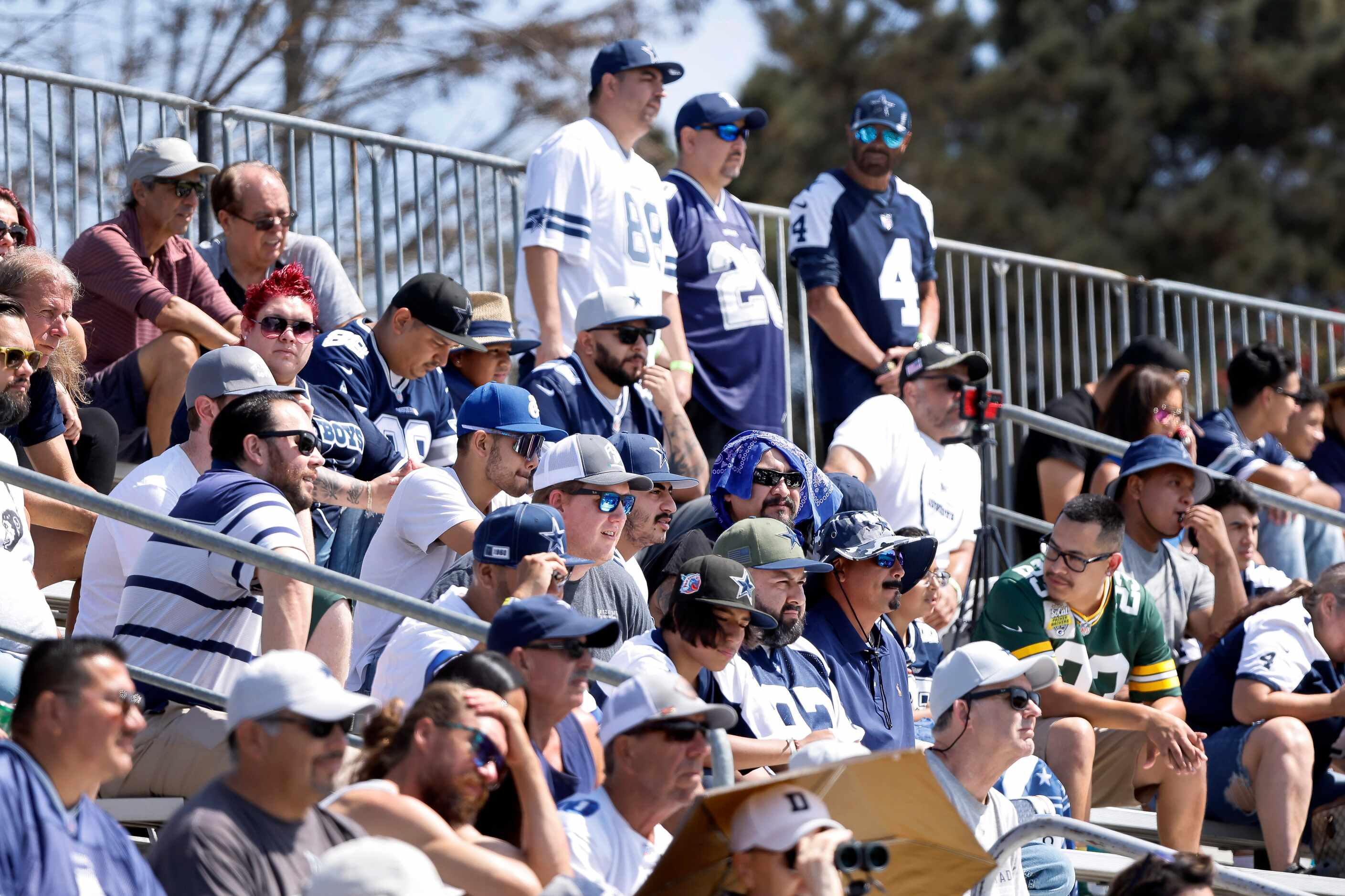 Dallas Cowboys Fns watch a mock game at training camp in Oxnard, California, August 3, 2022.