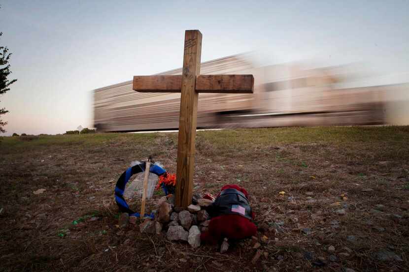 
A makeshift memorial for the victims was put up in the fall near the site of the crash...