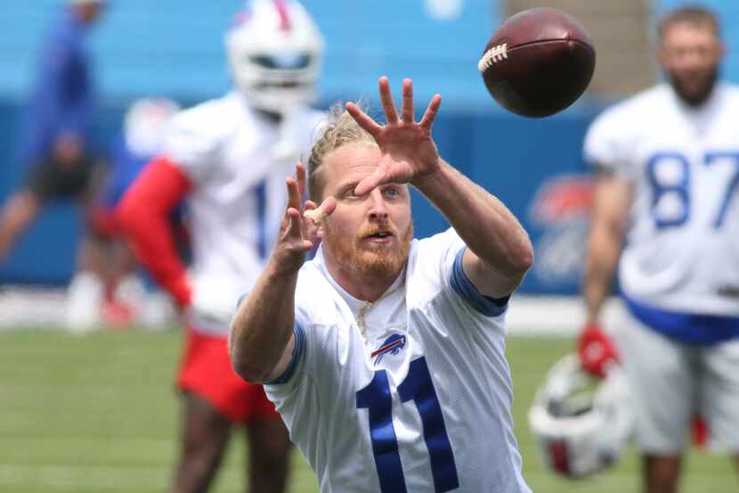 Buffalo Bills wide receiver Cole Beasley (11) makes a catch during NFL football practice in...