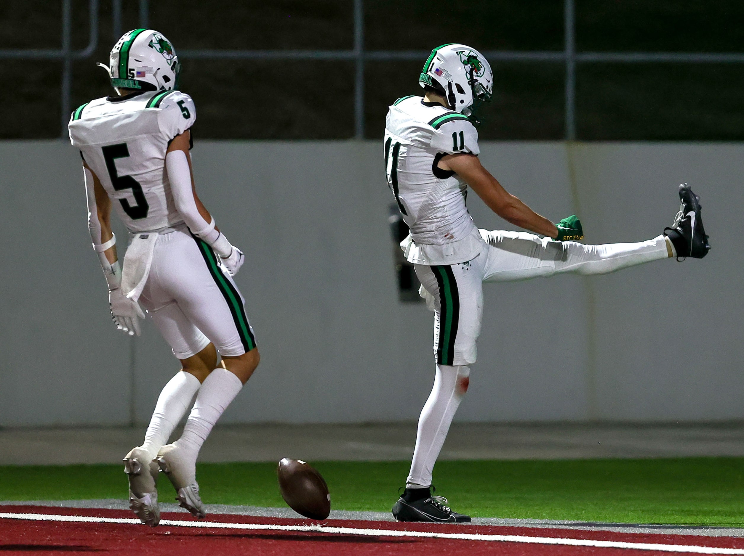 Southlake Carroll wide receiver Brock Boyd (11) gets into the endzone for a 64 yard...