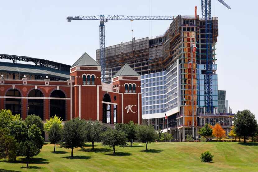 The Loews Arlington Hotel is seen here next to Choctaw Stadium (which is the facility where...