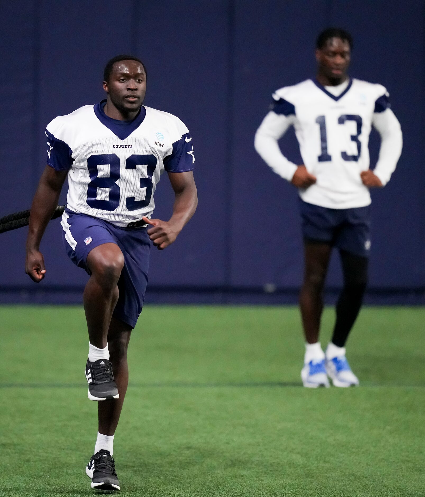 Dallas Cowboys wide receiver James Washington (83) and wide receiver Michael Gallup (13)...