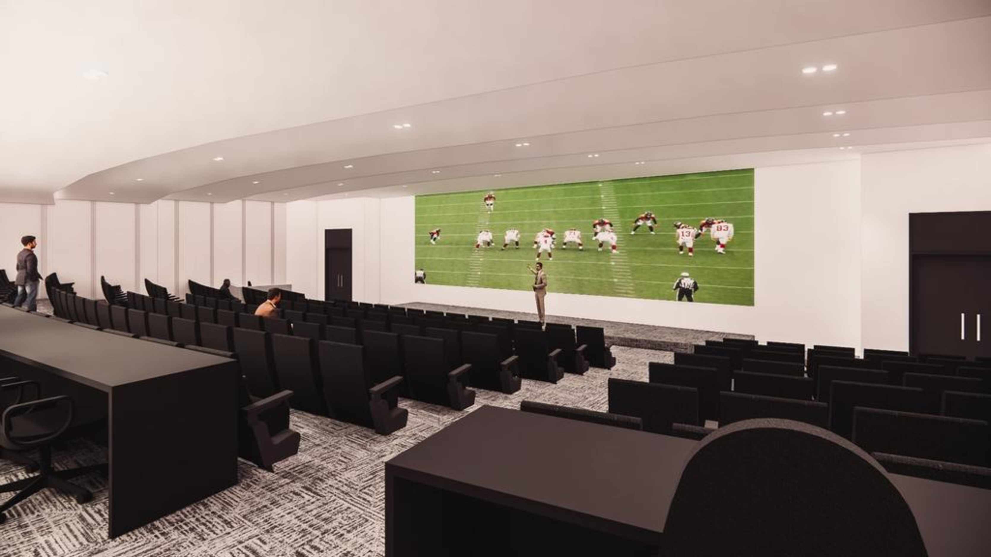 Rendering of a film room in the Dustin R. Womble Football Center. (Courtesy of Texas Tech...