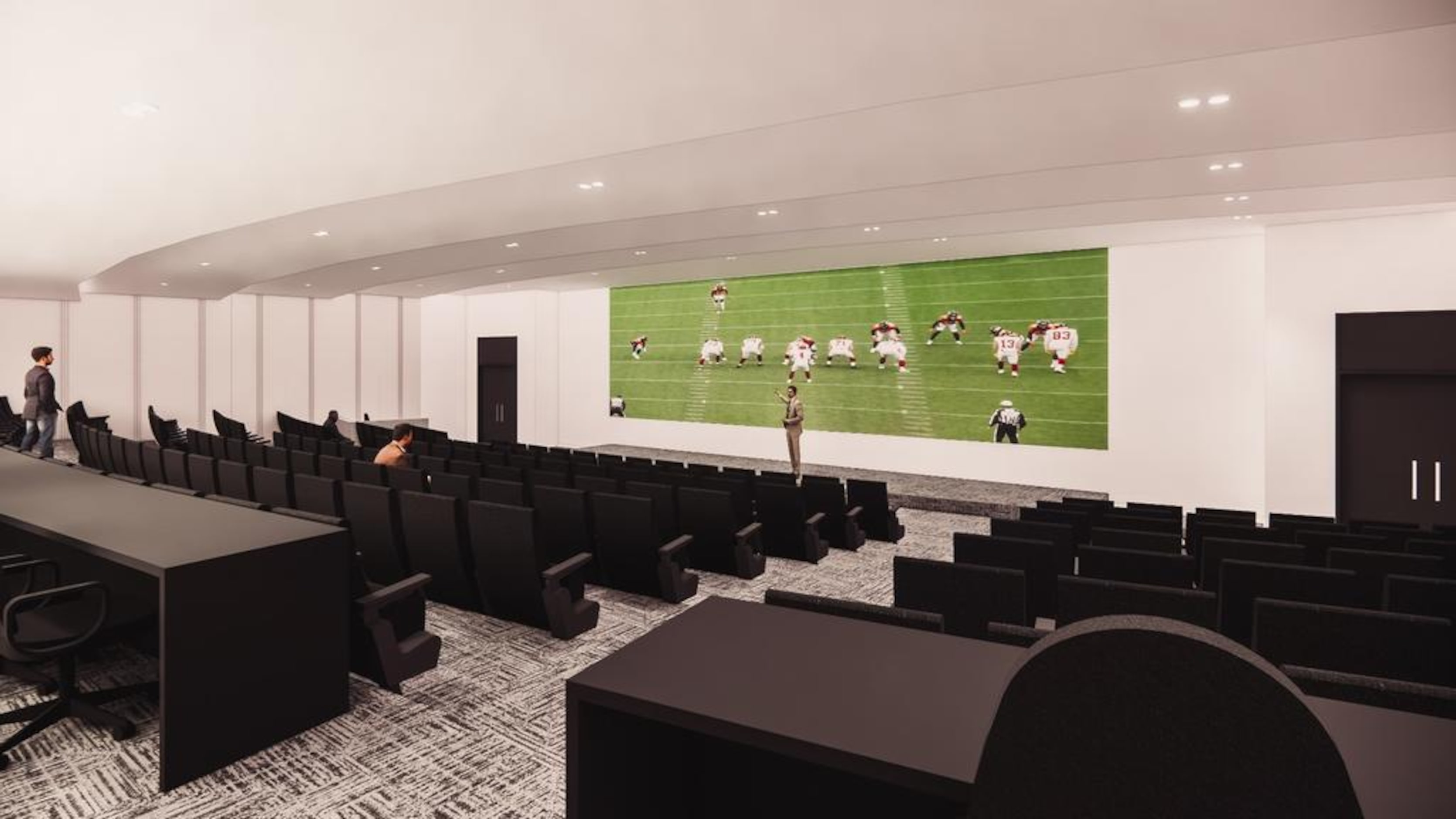 Rendering of a film room in the Dustin R. Womble Football Center. (Courtesy of Texas Tech...