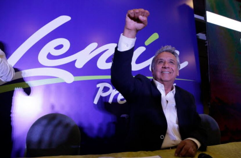 Lenin Moreno, candidato presidencial de Alianza País, ganó la primera vuelta electoral en...