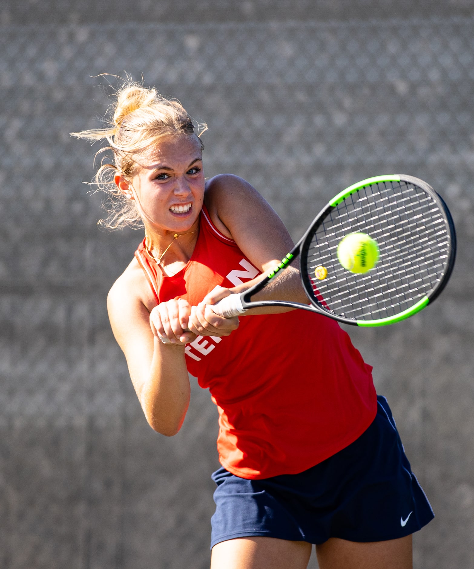 Frisco Centennial’s Noa Kosman returns a shot during a singles match against Amarillo’s...