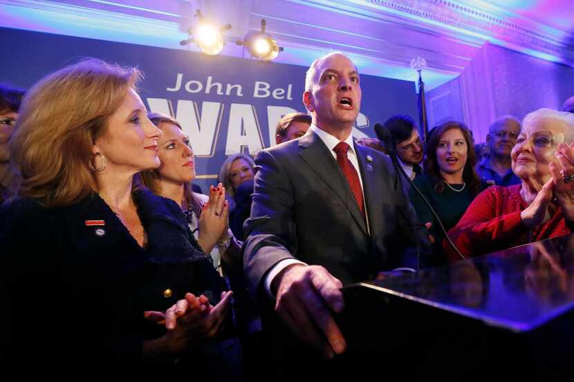 Louisiana Gov.-elect John Bel Edwards addresses supporters at his election night watch party...