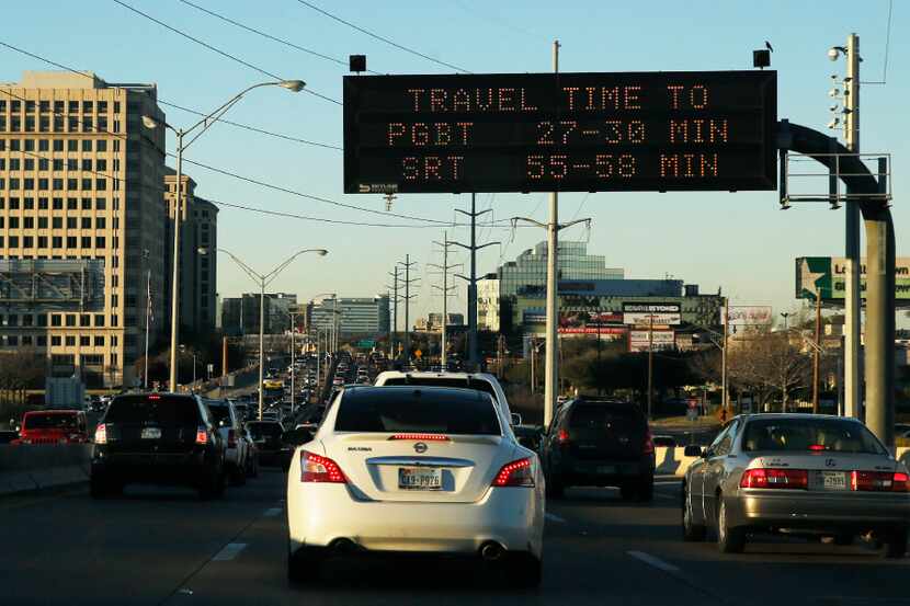 Traffic along Dallas North Tollway northbound in Dallas on Wednesday, February 22, 2017....
