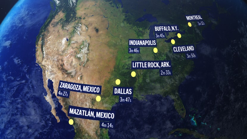 Horario por dónde se verá el eclipse del 8 de abril de 2024 en distintas ciudades de...