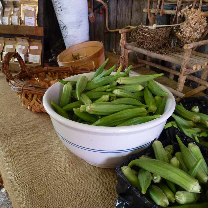 Take as much okra as you need at Lola's Local Market in Melissa.