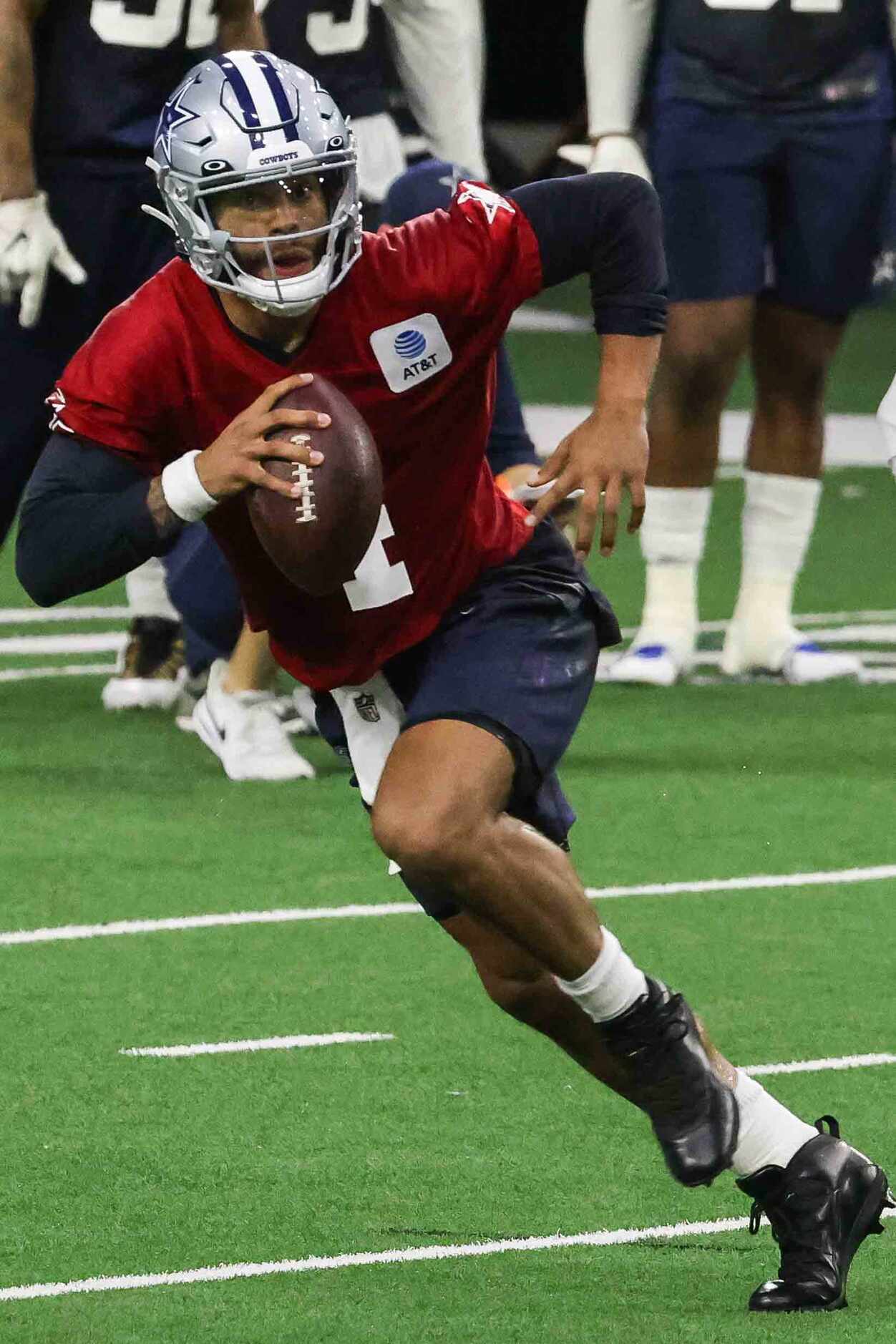 QB Dak Prescott, 4, during the Cowboys' full-squad offseason workouts at The Star in Frisco...