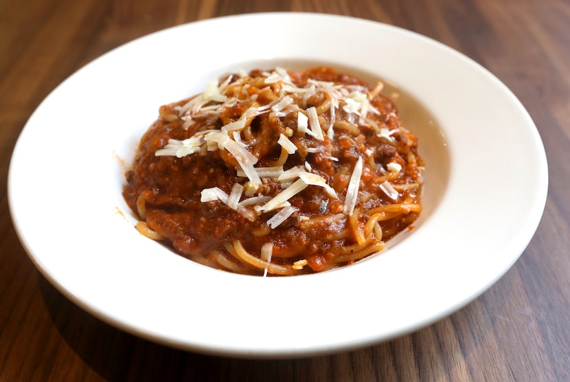 Classic dish spaghetti Bolognese is served at San Marzano in Uptown Dallas.