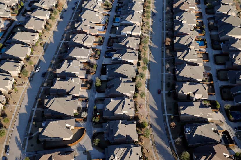 Aerial view of homes in Allen on Thursday, March 1, 2018. (Vernon Bryant/The Dallas Morning...