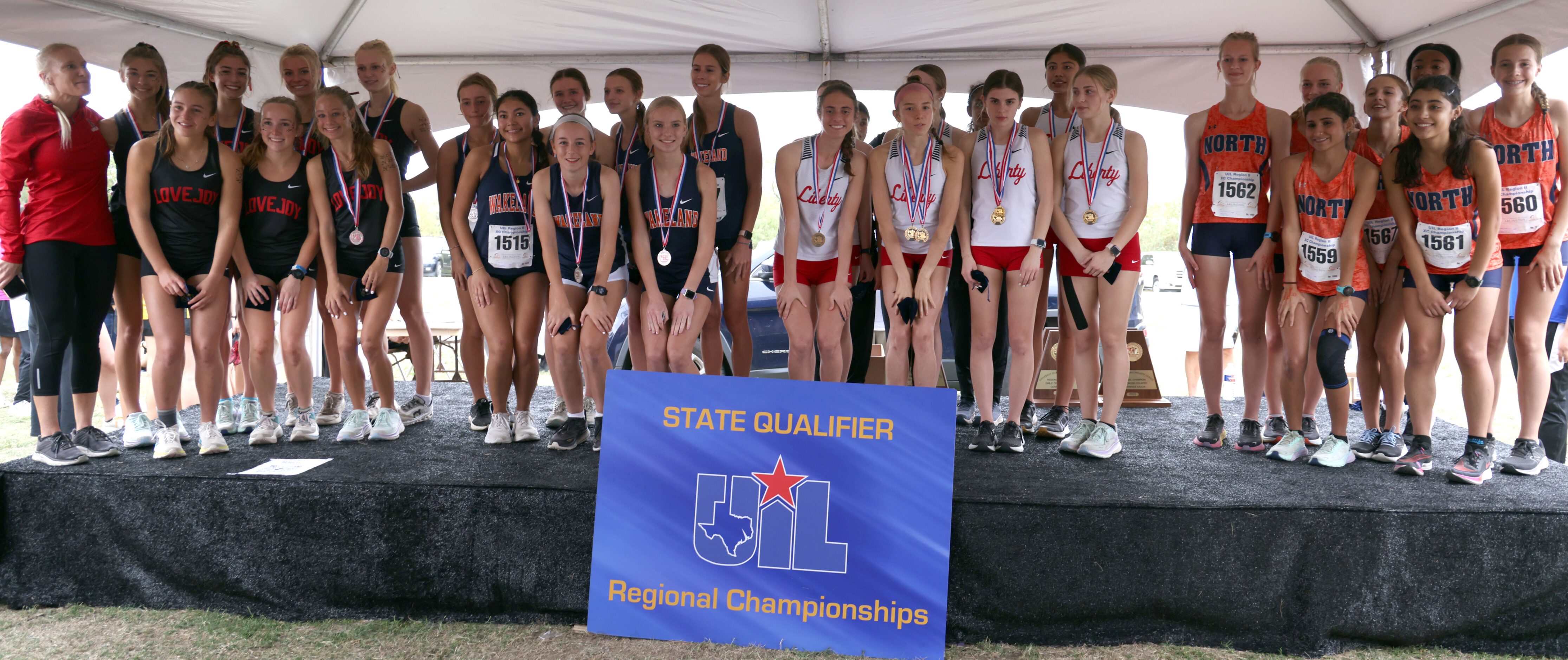 Runners from the top four Class 5A Region 2 Girls Cross Country teams assembled after...