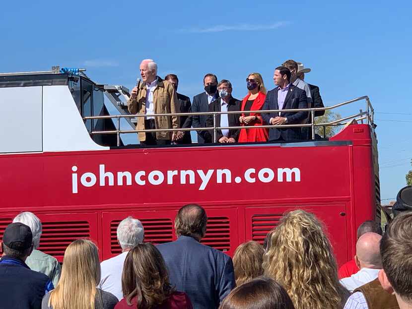 Sen. John Cornyn campaigns at Panther Island Pavilion in Fort Worth. (Gromer Jeffers Jr./The...