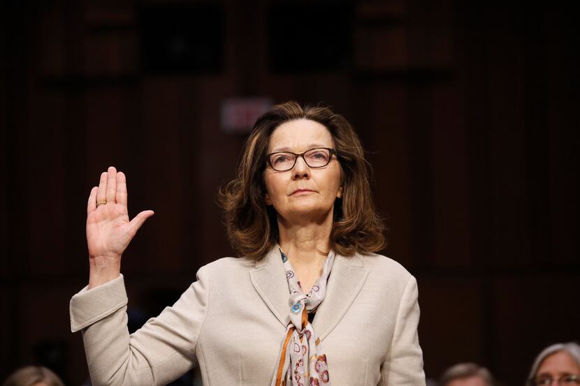 CIA nominee Gina Haspel is sworn in during a confirmation hearing of the Senate Intelligence...