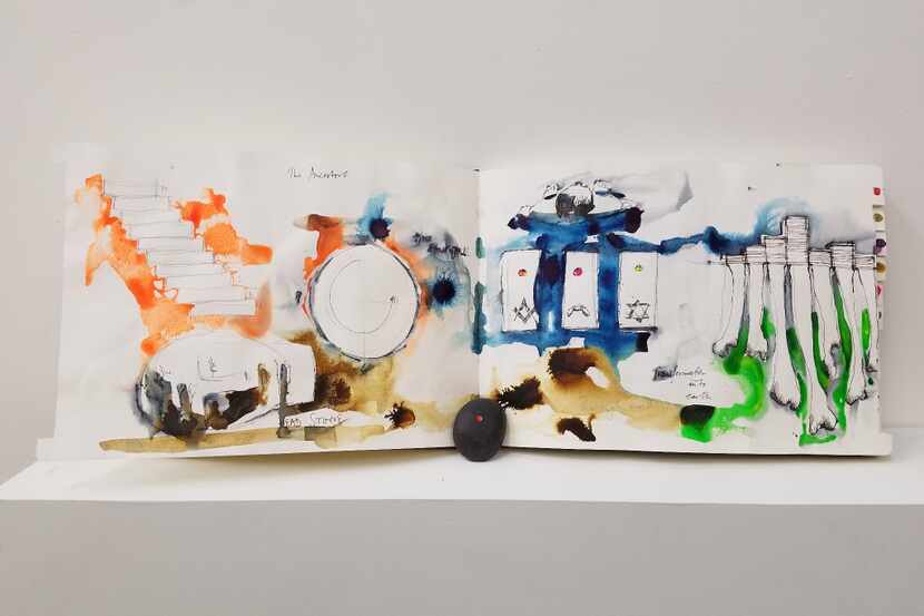 Marcos Lutyens, "Trinity River Project: Ten Inductions," 2016, sketchbook, paintings and...