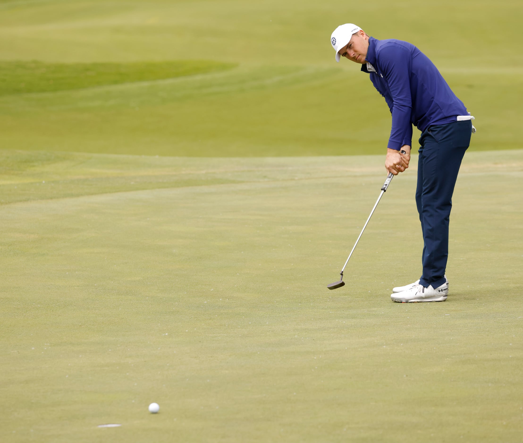 Jordan Spieth putts on the 6th hole during round 2 of the AT&T Byron Nelson  at TPC Craig...