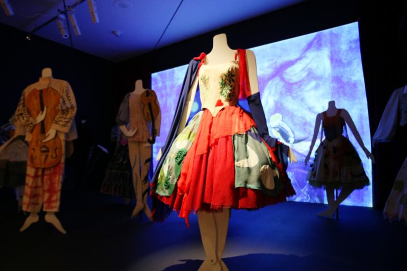 Costumes created by artist Marc Chagall on display inside Chagall: Beyond Color, an...