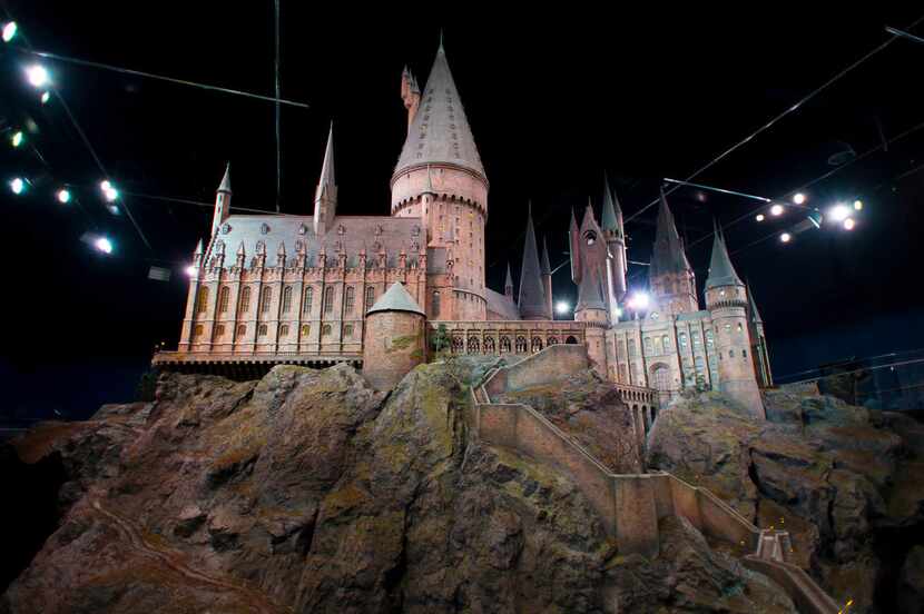 A model of Hogwarts castle from the Harry Potter film series is unveiled at the Warner Bros...