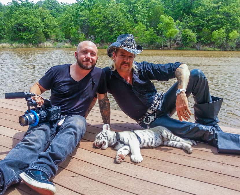 JT Barnett (left) spent several months filming with Joe Exotic from 2012 to 2014 and even...