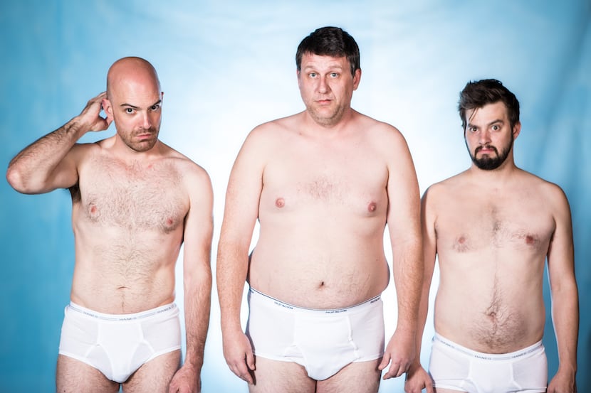 Thomas Ward (center) in "Straight White Men" at Second Thought Theatre. During the...