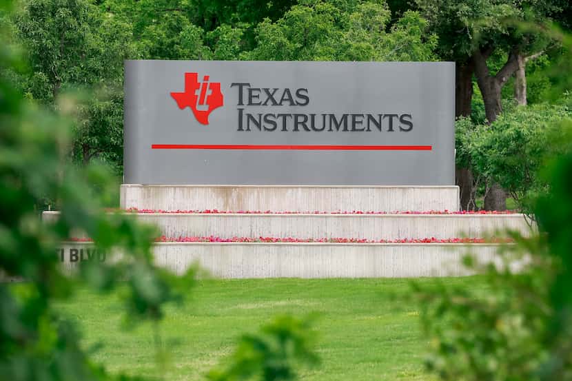 The entrance to the Texas Instruments campus near Forest Lane and TI Boulevard is shown in...