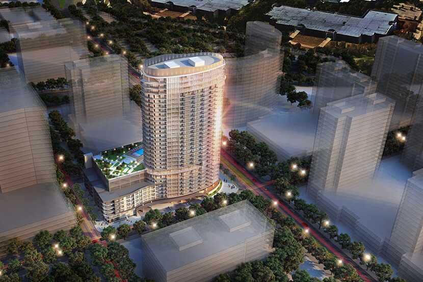 The $100 million LVL29 apartment tower is part of the $3 billion Legacy West development in...