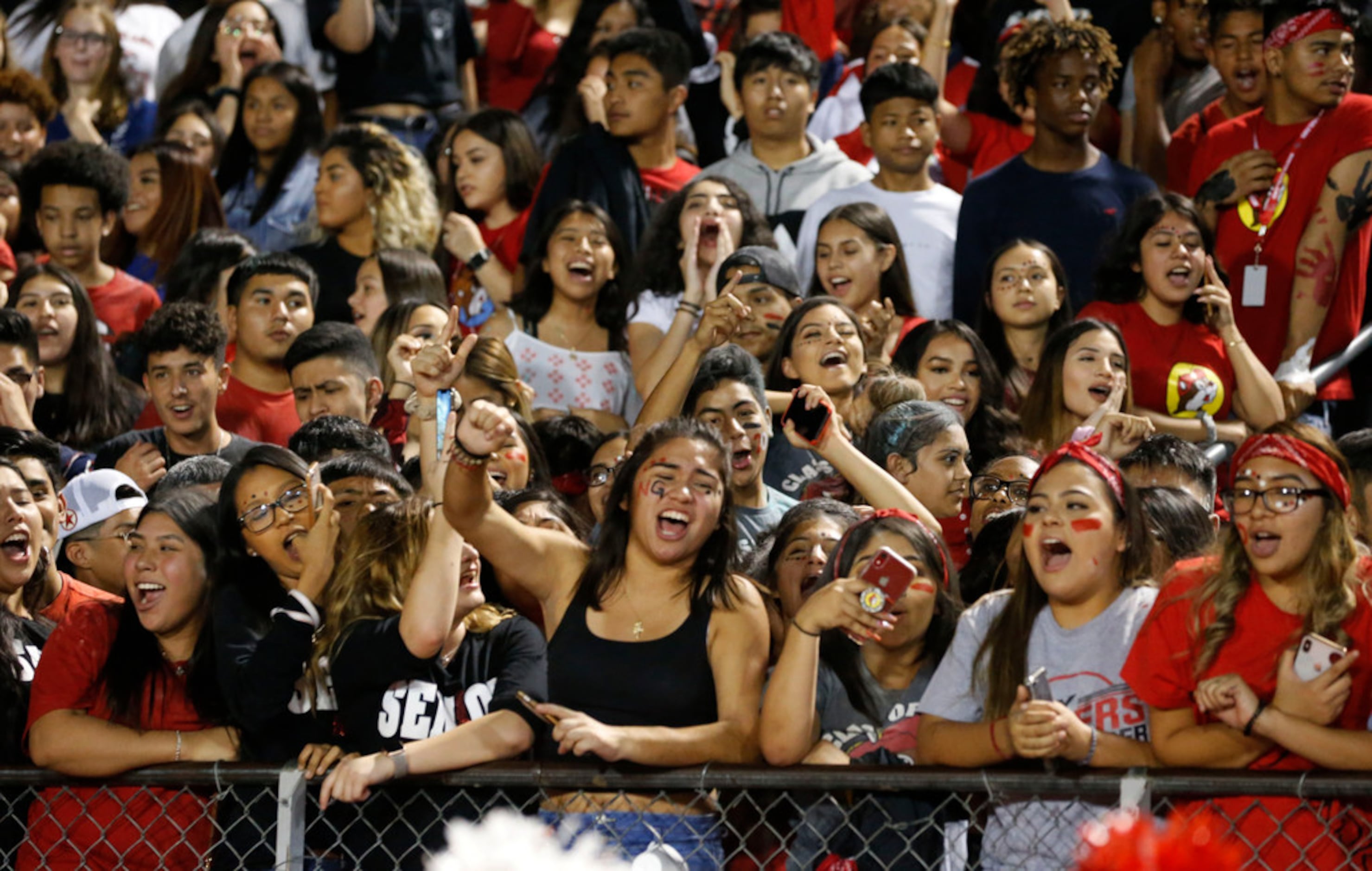 North Garland students cheer during the first half of the Garland Naaman Forest Vs. North...