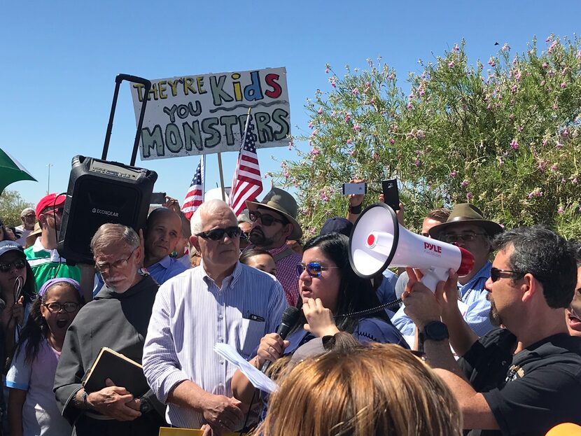 Marchers protest the Trump administration's policy of separating children from their parents...