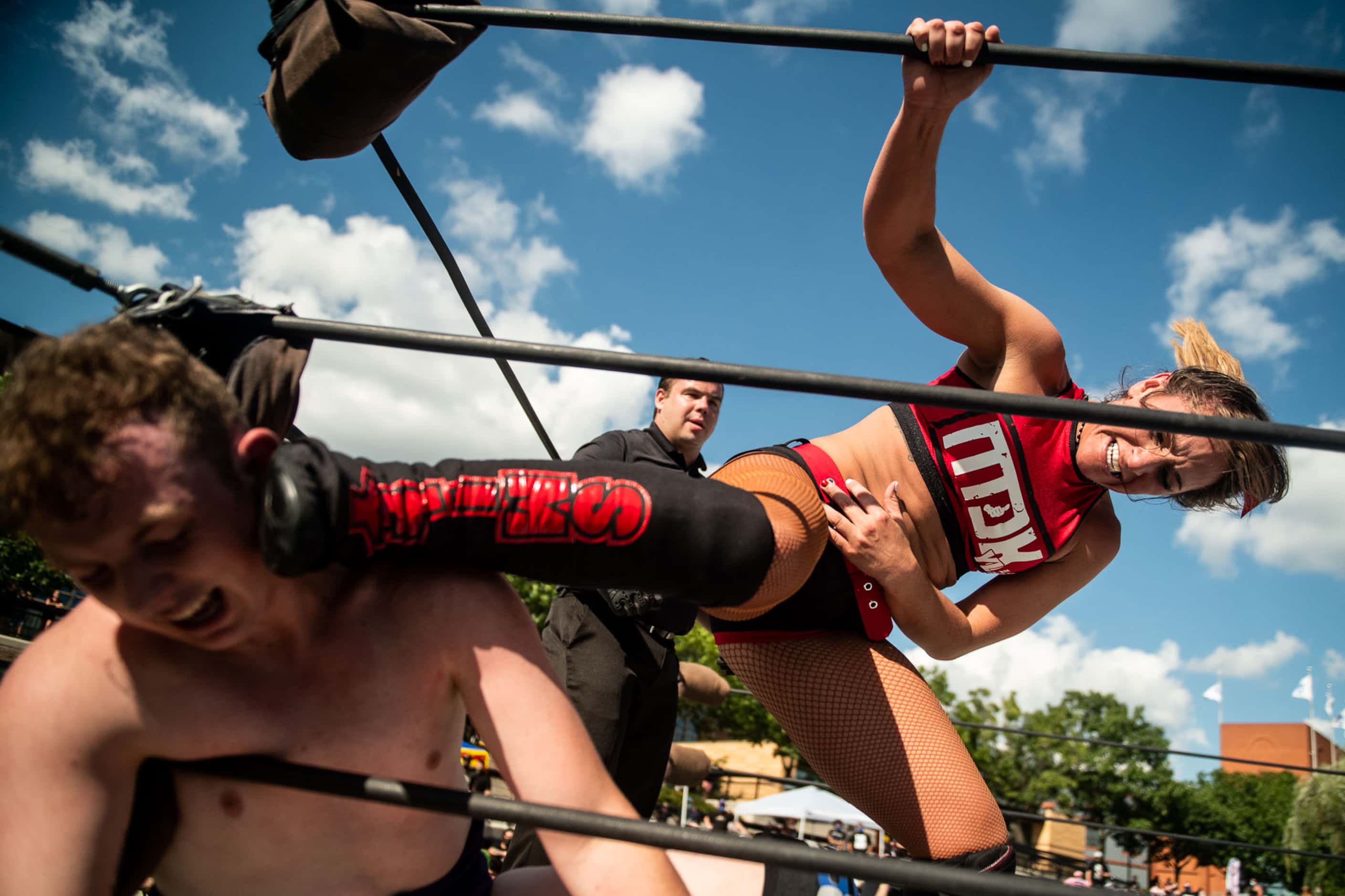 The ethics of intergender wrestling have long been debated. This photo appears in the new,...