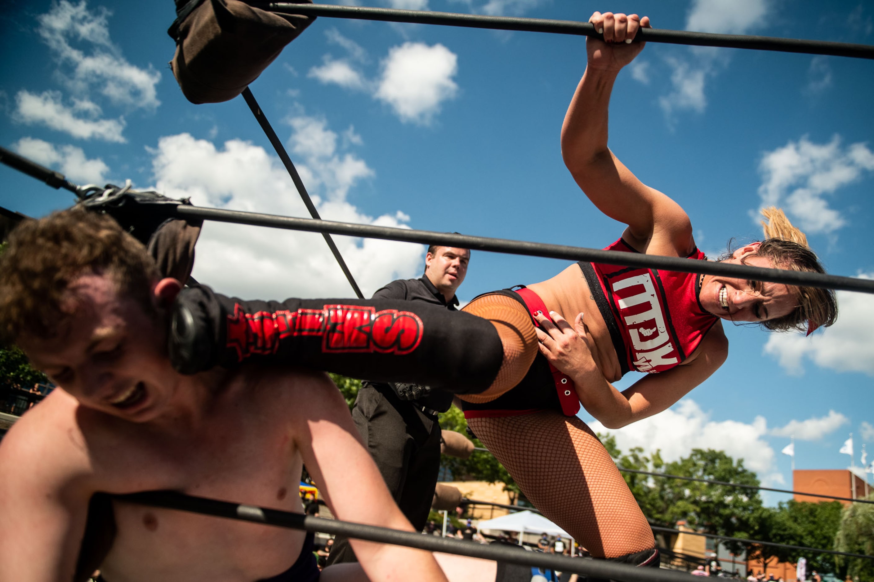 The ethics of intergender wrestling have long been debated. This photo appears in the new,...