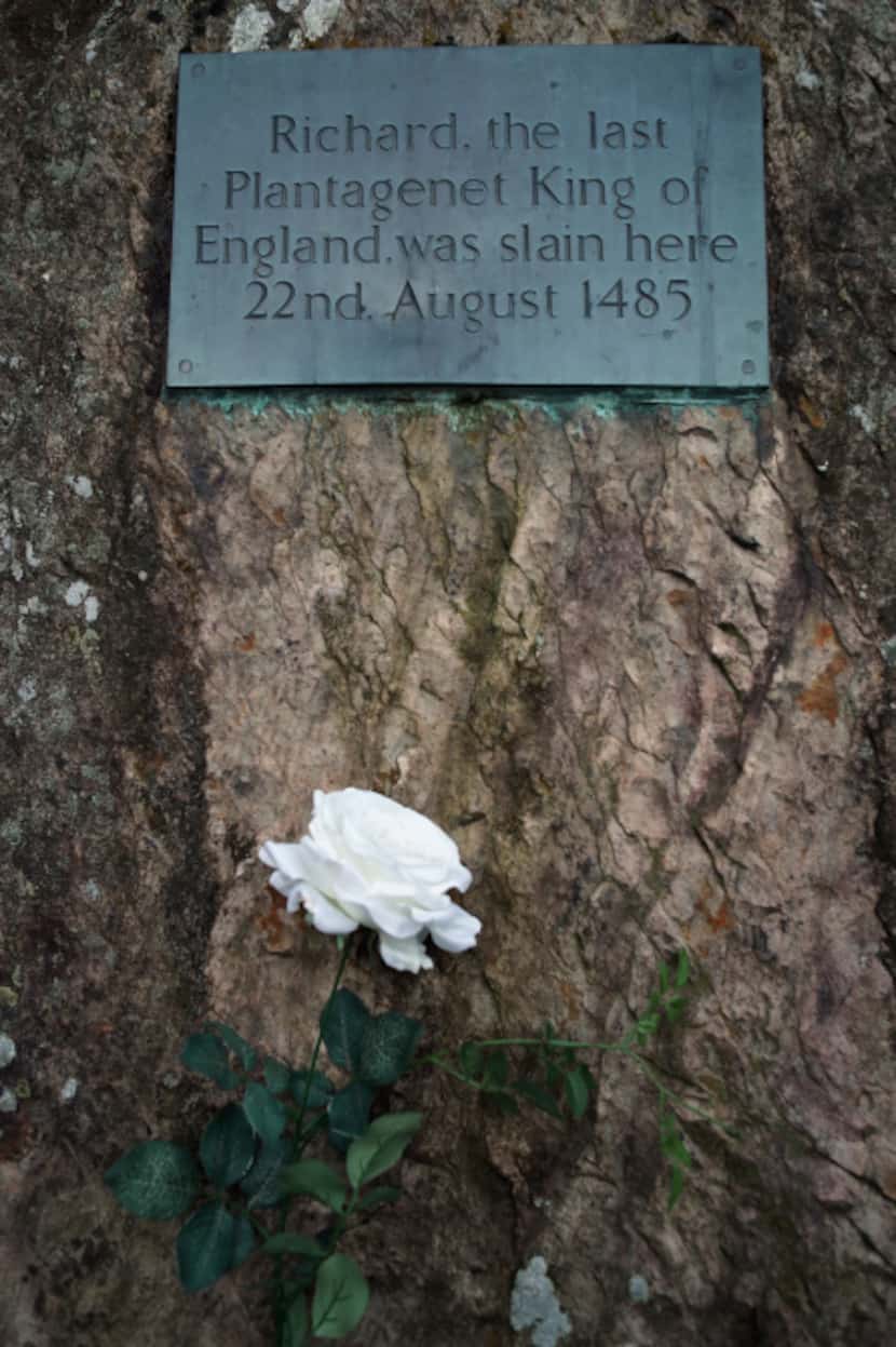 A stone lies as a marker on the spot where King Richard III is believed to have been killed,...