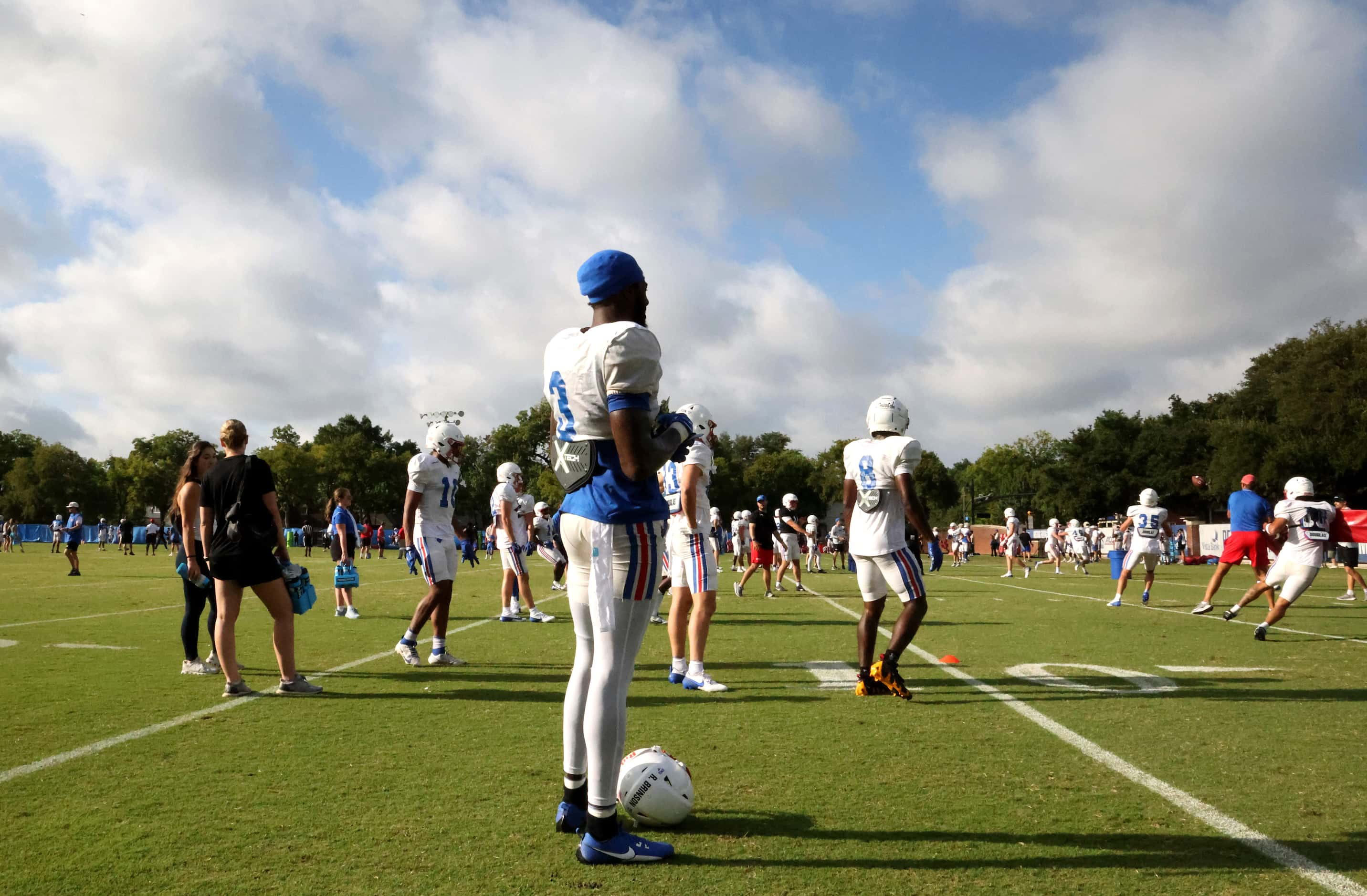 Members of the Southern Methodist University Football program began their week-long training...