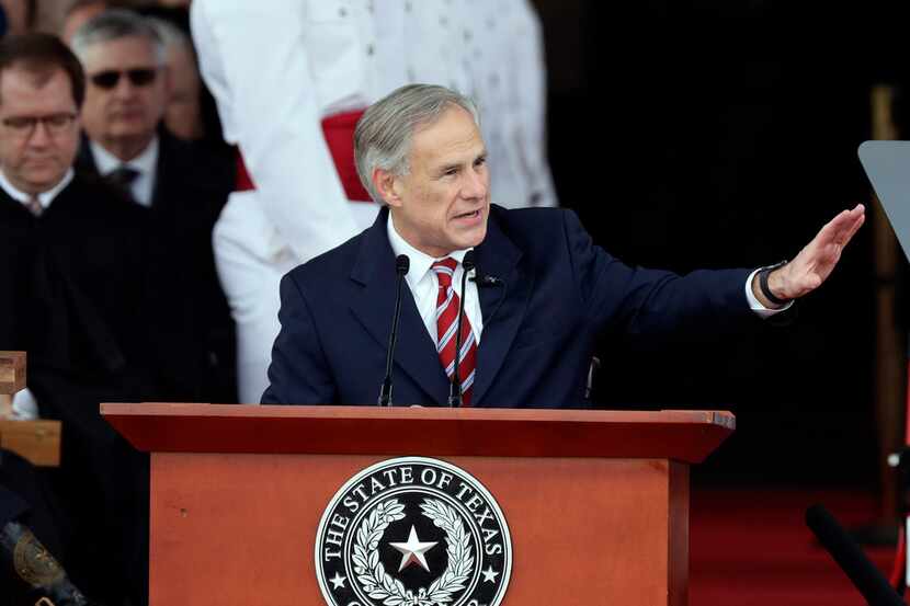 Texas Gov. Greg Abbott spoke during his inauguration ceremony, in Austin on Jan. 15, 2019....