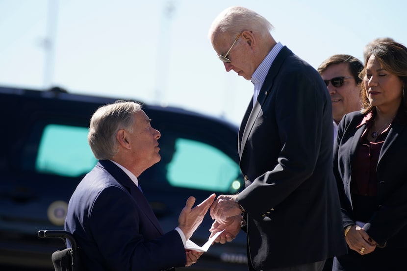 Texas Gov. Greg Abbott handed President Joe Biden a letter Sunday that outlined laws that...