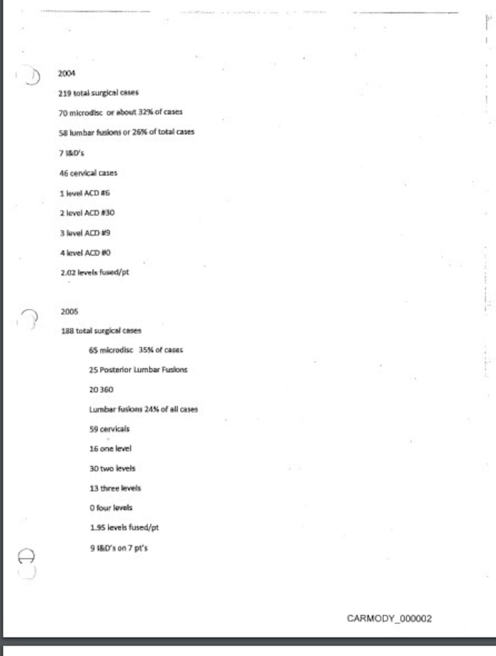 A trial exhibit showing a page in the 181-page protected health information notebook. All...